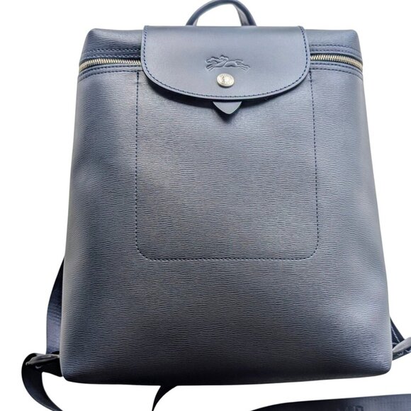 Longchamp Handbags - Longchamp Le Pliage M City Backpack - Leather Coated Canvas - Navy  - New